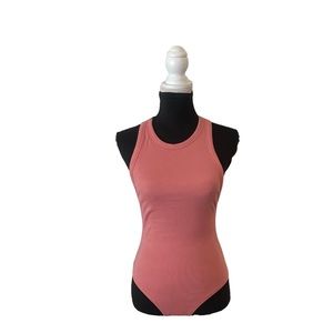Free People Brexley Racerback Bodysuit Sz SM Canyon Clay Color NWT
